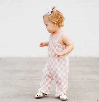 SANDY CHECKERS DREAM SMOCKED JUMPSUIT