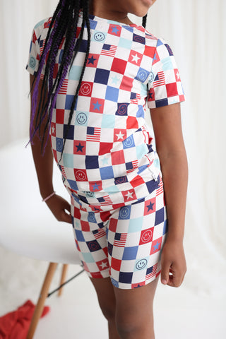 HOME OF THE FREE CHECKERS DREAM SHORT SET