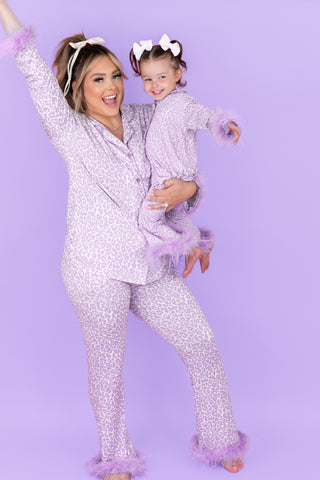 LAVENDER LEOPARD WOMEN’S RELAXED FLARE FEATHERED DREAM SET