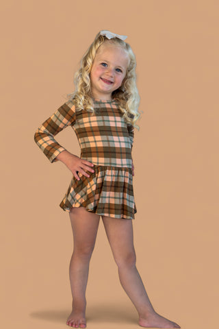 HARVEST TARTAN DREAM BODYSUIT DRESS