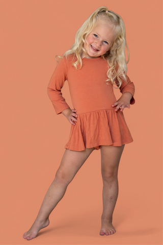 RUST LONG SLEEVE DREAM BODYSUIT DRESS