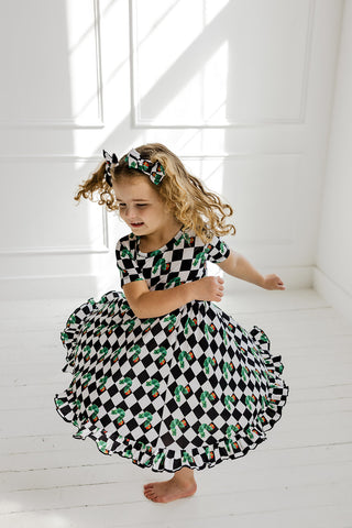 CATERPILLAR CHECK DREAM RUFFLE DRESS