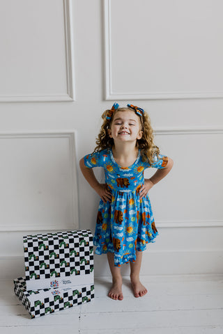 BEAR-Y BLUE SKIES DREAM RUFFLE DRESS