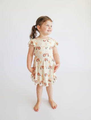 FARMYARD FRIENDS DREAM TIE BACK RUFFLE DRESS