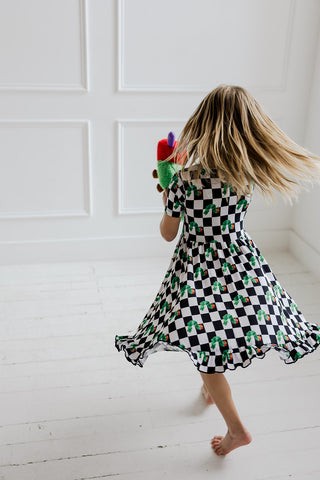 CATERPILLAR CHECK DREAM RUFFLE DRESS