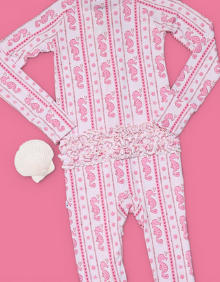 SEAHORSE SWEETHEART DREAM RUFFLE ROMPER