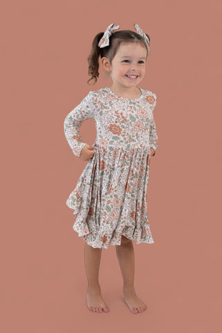 AUTUMN BLOSSOM LONG SLEEVE DREAM RUFFLE DRESS