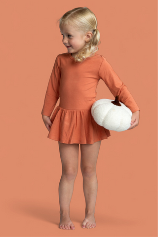 RUST LONG SLEEVE DREAM BODYSUIT DRESS