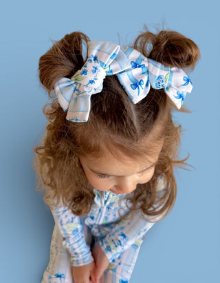 HEIRLOOM BLUE BLOOMS DREAM BOW HAIR CLIPS