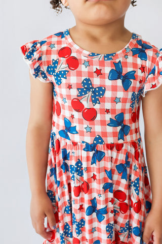 STAR-SPANGLED CHERRIES DREAM RUFFLE DRESS