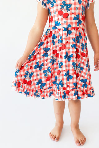 STAR-SPANGLED CHERRIES DREAM RUFFLE DRESS