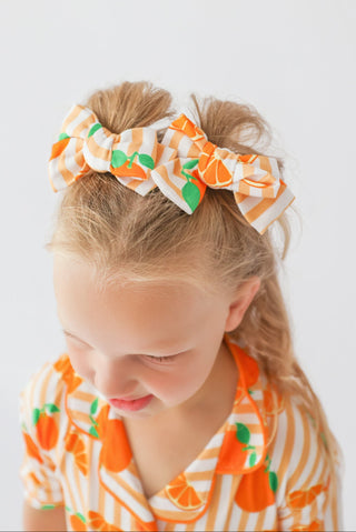 ORANGE BLOSSOM STRIPES DREAM BOW HAIR CLIPS