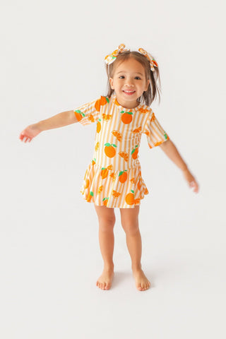 ORANGE BLOSSOM STRIPES DREAM BODYSUIT DRESS