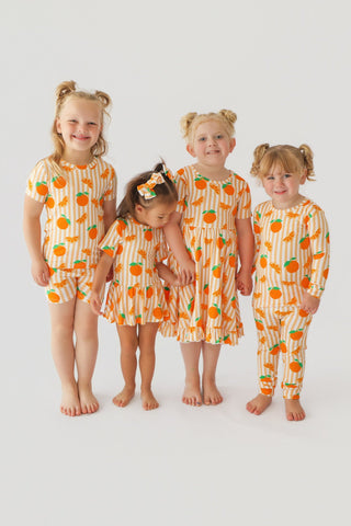 ORANGE BLOSSOM STRIPES DREAM RUFFLE DRESS