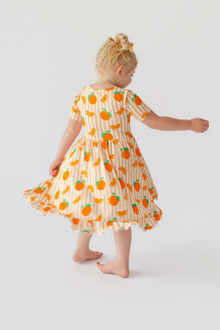 ORANGE BLOSSOM STRIPES DREAM RUFFLE DRESS