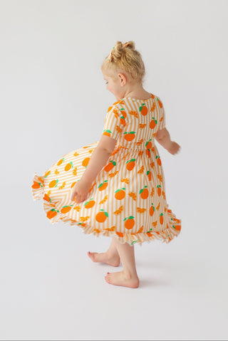 ORANGE BLOSSOM STRIPES DREAM RUFFLE DRESS