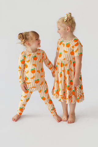 ORANGE BLOSSOM STRIPES DREAM RUFFLE DRESS