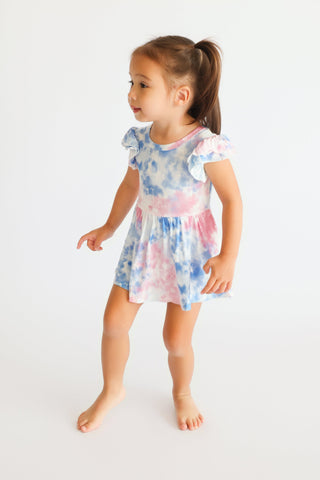 COTTON CANDY TIE DYE DREAM CAP SLEEVE BODYSUIT DRESS