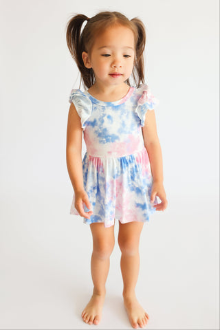 COTTON CANDY TIE DYE DREAM CAP SLEEVE BODYSUIT DRESS
