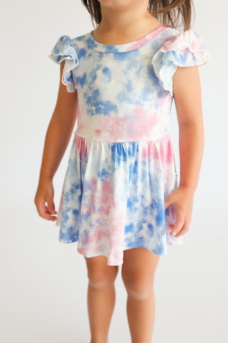 COTTON CANDY TIE DYE DREAM CAP SLEEVE BODYSUIT DRESS