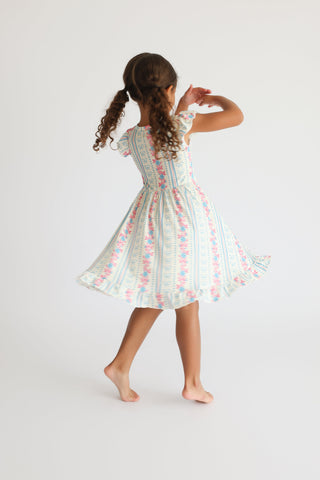 PETITE POSIE CAP SLEEVE DREAM RUFFLE DRESS
