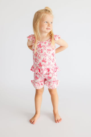 BOW CHECKERED CHARM DREAM RUFFLE SHORTS