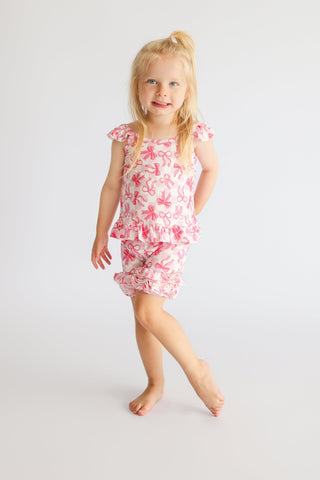 BOW CHECKERED CHARM DREAM RUFFLE SHORTS