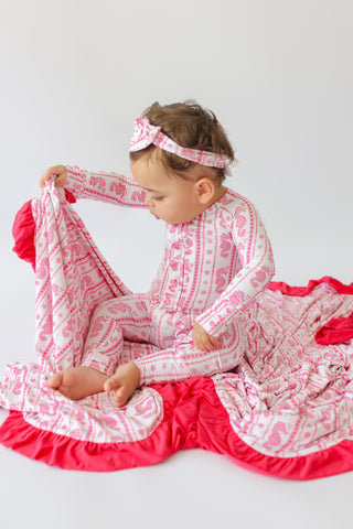 SEAHORSE SWEETHEART DREAM RUFFLE ROMPER