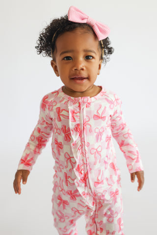 BOW CHECKERED CHARM DREAM RUFFLE ROMPER