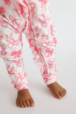BOW CHECKERED CHARM DREAM RUFFLE ROMPER