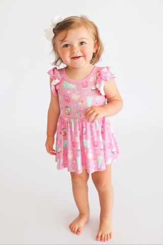 GLAMOUR MAGIC DREAM RUFFLED CAP SLEEVE BODYSUIT DRESS