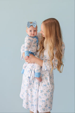POWDER BLUE POSIE DREAM RUFFLE ROMPER