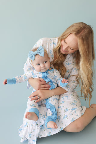 POWDER BLUE POSIE DREAM RUFFLE ROMPER