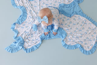 POWDER BLUE POSIE DREAM RUFFLE ROMPER
