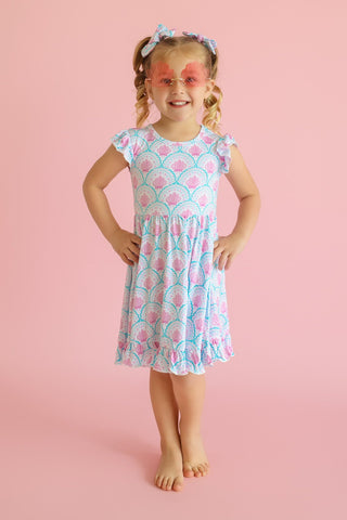 COQUETTE COAST CAP SLEEVE DREAM RUFFLE DRESS