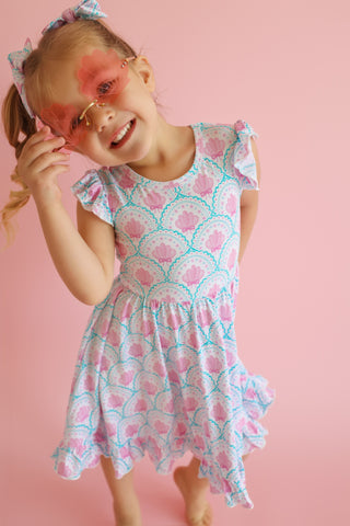 COQUETTE COAST CAP SLEEVE DREAM RUFFLE DRESS