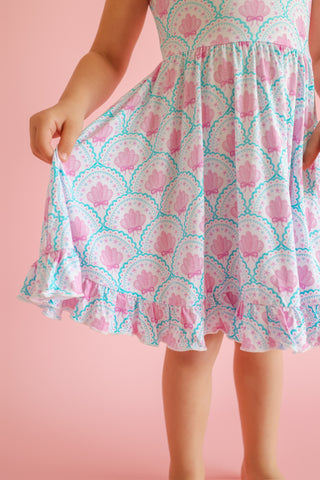COQUETTE COAST CAP SLEEVE DREAM RUFFLE DRESS