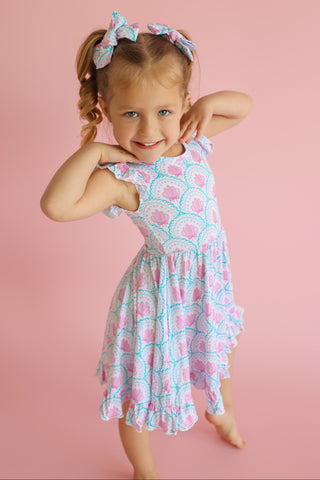 COQUETTE COAST CAP SLEEVE DREAM RUFFLE DRESS