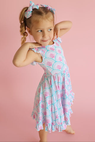 COQUETTE COAST CAP SLEEVE DREAM RUFFLE DRESS