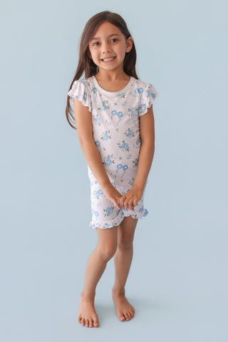 POWDER BLUE POSIE DREAM RUFFLE SHORT SET