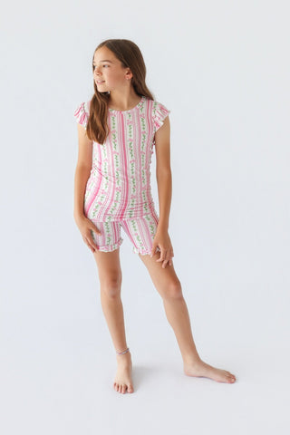 FOREVER FLORAL DREAM RUFFLE SHORT SET