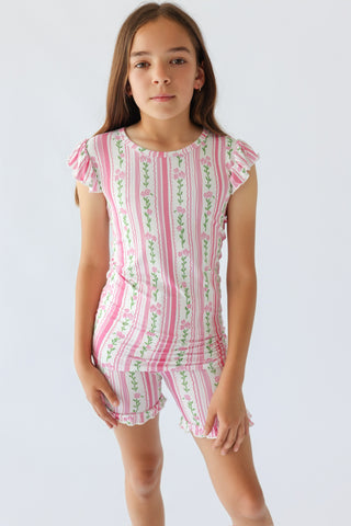 FOREVER FLORAL DREAM RUFFLE SHORT SET