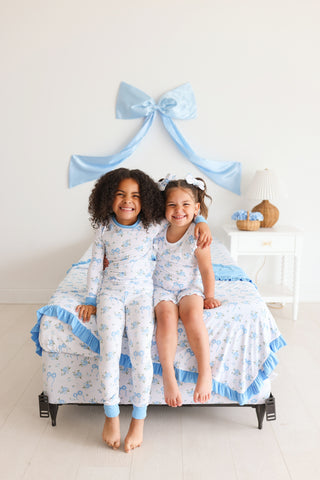 POWDER BLUE POSIE DREAM TWIN SHEET SET