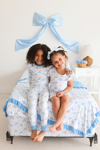 POWDER BLUE POSIE DREAM TWIN SHEET SET