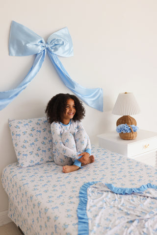 POWDER BLUE POSIE DREAM TWIN SHEET SET