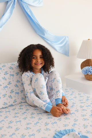 POWDER BLUE POSIE DREAM TWIN SHEET SET