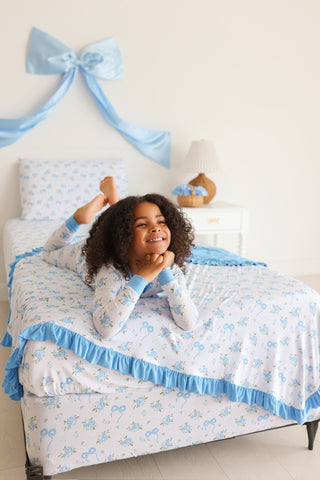 POWDER BLUE POSIE DREAM TWIN SHEET SET