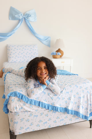 POWDER BLUE POSIE DREAM TWIN SHEET SET