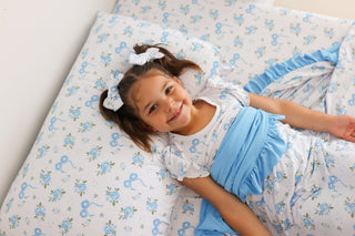 POWDER BLUE POSIE DREAM TWIN SHEET SET