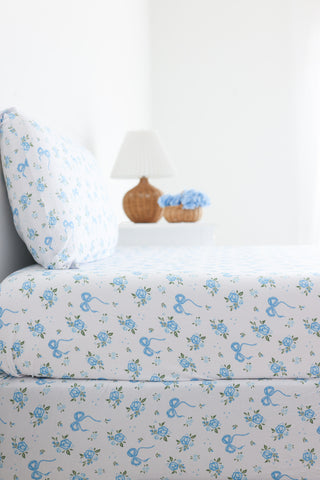 POWDER BLUE POSIE DREAM TWIN SHEET SET